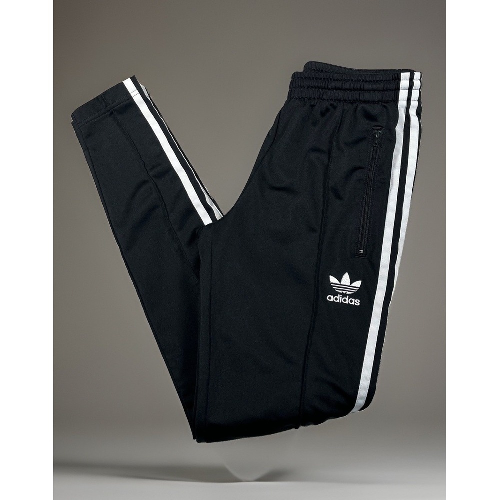 adidas Originals Women XS Superstar Beckenbauer Track Pants Black White 3-Stripe